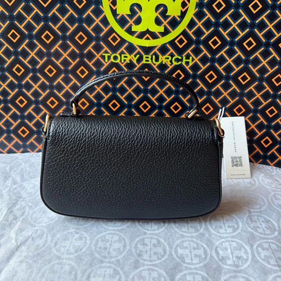 Tory Burch Britten Mini Top Handle Bag Crossbody Black Gold - Picture 9 of 10